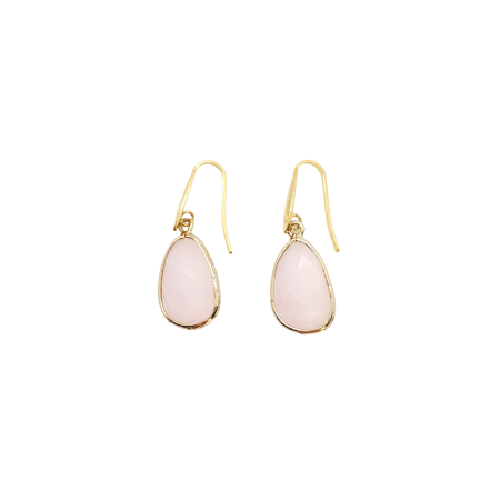 earring steel gold pink stone2